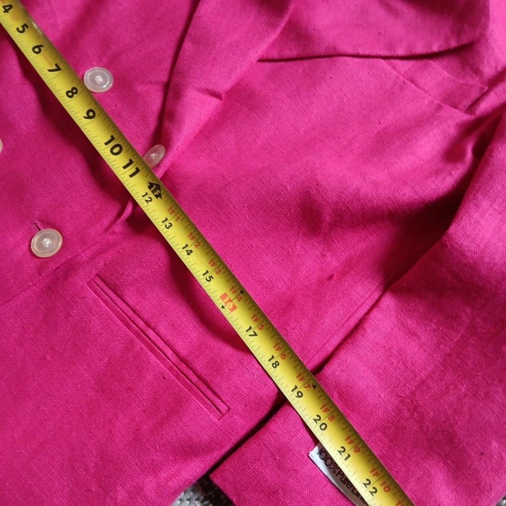 80s Vintage International Scene Hot‎ Pink Linen Blazer Sz 6 Double-Breasted Work - Picture 8 of 13